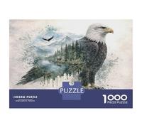 Jigsaw Puzzles 1000 Pieces for Teenagers Eagle with Forest Landscape Overlay Jigsaw for Adults Relaxing Games Improve Memory Stress Reduction Gifts 38x26cm/1000pcs