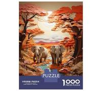 Jigsaw Puzzles 1000 Pieces for Teenagers Elephant Journey in African Landscape Jigsaw for Adults DIY Toys But Fun And Humorous Help The Brain Exercise 70x50cm/1000pcs