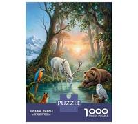 Jigsaw Puzzles 1000 Pieces for Teenagers Enchanted Forest Animals by A Lake Jigsaw for Adults Relaxing Games Improve Memory Stress Reduction Gifts 70x50cm/1000pcs
