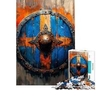 Jigsaw Puzzles 1000 Pieces for Teenagers Epic Viking Shield Jigsaw for Adults Toy Wall Decor Improve Memory Unique Birthday And Gifts (Size 38x52cm)