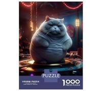 Jigsaw Puzzles 1000 Pieces for Teenagers Fat Cat Turntable Dancing Puzzle for Adults Brain Teaser Game Stress Reliever for Birthday, Chrismas 52x38cm/1000pcs