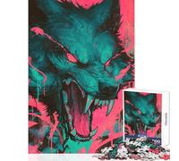 Jigsaw Puzzles 1000 Pieces for Teenagers Fierce Wolf Graffiti Art Family Game Learning Educational Educational Toy Artists Collection, Fine Art (38X52CM)