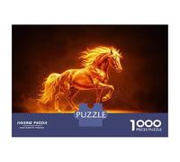 Jigsaw Puzzles 1000 Pieces for Teenagers Fiery Horse Galloping in The Dark Puzzles for Adults DIY Toys Precision Cutting Help The Brain Exercise 38x26cm/1000pcs