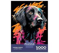 Jigsaw Puzzles 1000 Pieces for Teenagers Flat-coated Retriever Graffiti Adult Jigsaw Relax Games Precision Cutting Stress Reduction Gifts 38x26cm/1000pcs