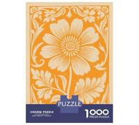 Jigsaw Puzzles 1000 Pieces for Teenagers Floral Ornament in Orange And Beige Jigsaw Puzzle Fun Games For Family Fun Deal As Gifts for The Whole Family 38x26cm/1000pcs
