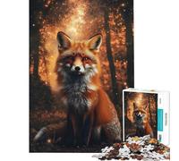 Jigsaw Puzzles 1000 Pieces for Teenagers Fox in Starlit Forest Jigsaw for Adults Toy Wall Decor Improve Memory Unique Birthday And Gifts (Size 50x75cm)