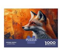 Jigsaw Puzzles 1000 Pieces for Teenagers Fox Portrait with Abstract Orange Background Puzzle for Adults Brain Teaser Game Stress Reliever for Birthday, Chrismas 70x50cm/1000pcs
