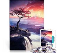 Jigsaw Puzzles 1000 Pieces for teenagers Fujisan Sakura Sunrise Analyse und Logik mit passendem Poster und Quizblatt50x70cm