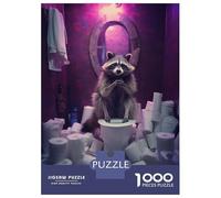 Jigsaw Puzzles 1000 Pieces for Teenagers Funny Raccoon Toilet Rolls Puzzle for Adults Brain Teaser Game Stress Reliever for Birthday, Chrismas 70x50cm/1000pcs