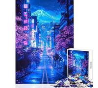 Jigsaw Puzzles 1000 Pieces for Teenagers Futuristic Fuji Neon Bloom Fun Games for The Whole Family Educational Toy Artists Collection, Fine Art (38X26cm)