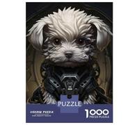 Jigsaw Puzzles 1000 Pieces for Teenagers Futuristic Maltese Dog Art - Sci-Fi Canine Illustration for Pet Lovers Jigsaws for Adults Fun Games Perfect Decoration Unique Birthday And Gifts 38x26cm/1000pc