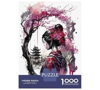 Jigsaw Puzzles 1000 Pieces for Teenagers Geisha Cherry Blossom 2 Puzzle for Adults Brain Teaser Game Stress Reliever for Birthday, Chrismas 70x50cm/1000pcs