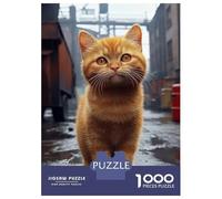 Jigsaw Puzzles 1000 Pieces for Teenagers Ginger Cat in Urban Setting Jigsaws for Adults Relax Games Staycation Kill Time Help The Brain Exercise 52x38cm/1000pcs