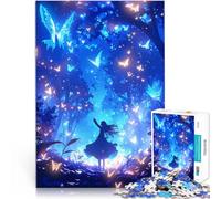 Jigsaw Puzzles 1000 Pieces for teenagers Girl in a Forest of Butterflies Für Familienspaß Kunstwerk Geschenk75x50cm