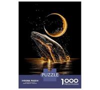 Jigsaw Puzzles 1000 Pieces for Teenagers Golden Whale Leaping Under Crescent Moon Puzzle for Adults Brain Teaser Game Stress Reliever for Birthday, Chrismas 70x50cm/1000pcs