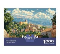 Jigsaw Puzzles 1000 Pieces for Teenagers Granada, Spain Vintage Poster Adult Jigsaw Relax Games Precision Cutting Stress Reduction Gifts 38x26cm/1000pcs
