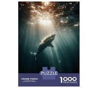 Jigsaw Puzzles 1000 Pieces for Teenagers Great White Shark in Sunlit Ocean Depths Jigsaws for Adults Relaxing Games Analysis And Logic for Birthday, Chrismas 38x26cm/1000pcs