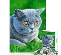 Jigsaw Puzzles 1000 Pieces for Teenagers Grey British Shorthair Cat Family Game Learning Educational Educational Toy Artists Collection, Fine Art (38X26CM)