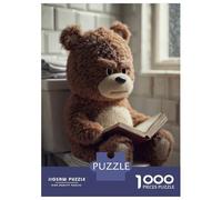 Jigsaw Puzzles 1000 Pieces for Teenagers Grumpy Teddy Bear Reading on Toilet Jigsaw for Adults Relaxing Games Improve Memory Stress Reduction Gifts 70x50cm/1000pcs