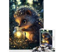 Jigsaw Puzzles 1000 Pieces for Teenagers Hedgehog with Firefly Jar Educational Toy Birthday Gifts Educational Games Help The Brain Exercise size 50x75cm