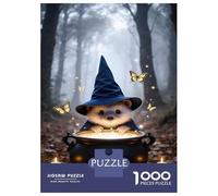 Jigsaw Puzzles 1000 Pieces for Teenagers Hedgehog Wizard with Cauldron in Forest Puzzle for Adults Brain Teaser Game Stress Reliever for Birthday, Chrismas 38x26cm/1000pcs