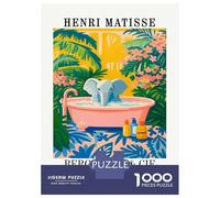 Jigsaw Puzzles 1000 Pieces for Teenagers Henri Matisse Elephant Bathing Art Print Adult Jigsaw Hands-on Game Wall Art Deal As Gifts for The Whole Family 52x38cm/1000pcs
