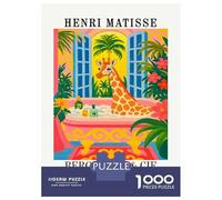 Jigsaw Puzzles 1000 Pieces for Teenagers Henri Matisse Giraffe Bathing Art Print Jigsaws for Adults Toy Wall Decor Analysis And Logic Help The Brain Exercise 52x38cm/1000pcs