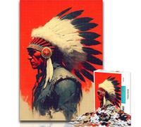Jigsaw Puzzles 1000 Pieces for Teenagers Heritage in Silence - Native American Chief Portrait Educational Games Family Activities Gift For Birthdays (size 38x26cm)