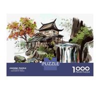 Jigsaw Puzzles 1000 Pieces for Teenagers Japanese Waterfall Painting Jigsaws for Adults Fun Games Perfect Decoration Unique Birthday And Gifts 52x38cm/1000pcs