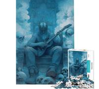 Jigsaw Puzzles 1000 Pieces for Teenagers King with Guitar on Skull Throne Help The Brain Exercise Analysis And Logic Fun Games for And 14 Years And over (50x75cm)