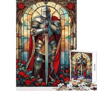 Jigsaw Puzzles 1000 Pieces for Teenagers Knight Stained Glass Fun Games for The Whole Family Educational Toy Artists Collection, Fine Art (38X52cm)