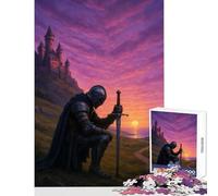 Jigsaw Puzzles 1000 Pieces for Teenagers Knight with Sword at Sunset Home Decoration Toys Art Work Gift Fun Games Train Your Brain And Hands Size 38x52cm