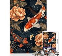 Jigsaw Puzzles 1000 Pieces for Teenagers Koi Fish And Peonies Family Game Learning Educational Educational Toy Artists Collection, Fine Art (38X52CM)