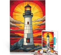 Jigsaw Puzzles 1000 Pieces for teenagers Lighthouse Sunset for Educational Game Challenge Toy Wishlist with Santa Claus 26x38cm