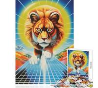 Jigsaw Puzzles 1000 Pieces for Teenagers Lion Jumping Sun Family Game Learning Educational Educational Toy Artists Collection, Fine Art (50X75CM)