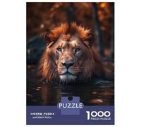 Jigsaw Puzzles 1000 Pieces for Teenagers Lion Swimming in River Puzzle for Adults Brain Teaser Game Stress Reliever for Birthday, Chrismas 52x38cm/1000pcs
