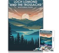 Jigsaw Puzzles 1000 Pieces for Teenagers Loch Lomond National Park Beautiful Design Game Difficult Challenge Anti-Stress Toys Size 38x52cm