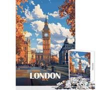 Jigsaw Puzzles 1000 Pieces for Teenagers London Big Ben Illustration Brain Teaser Game Hand Speed Race Anti-Stress Toys Christmas Birthday Gifts (75X50CM)
