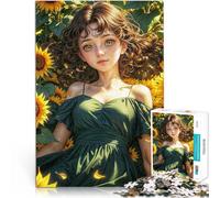 Jigsaw Puzzles 1000 Pieces for teenagers Lost in sunflower dream Für Familienspaß mit passendem Poster und Quizblatt52x38cm