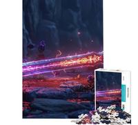 Jigsaw Puzzles 1000 Pieces for Teenagers Magic Sword with Neon Red Jigsaw 1000 Pieces Home Decoration Toys Wall Decoration Deal As Gifts for The Whole Family (38x26cm)