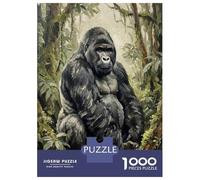 Jigsaw Puzzles 1000 Pieces for Teenagers Majestic Gorilla in Lush Forest Jigsaw for Adults Relaxing Games Improve Memory Stress Reduction Gifts 52x38cm/1000pcs
