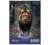 Jigsaw Puzzles 1000 Pieces for Teenagers Majestic Lion Walking Through Forest Path Jigsaw for Adults Relaxing Games Improve Memory Stress Reduction Gifts 38x26cm/1000pcs