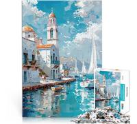 Jigsaw Puzzles 1000 Pieces for teenagers Mediterranean Harbor Painting Hands-on-Spiel Geburtstagsgeschenk, Geschenke, Wandkunst38x26cm