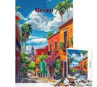 Jigsaw Puzzles 1000 Pieces for Teenagers Mexico City Street Scene Joyful Shared Home Pastime Fun Thoughtful Selection (50x75cm)