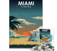 Jigsaw Puzzles 1000 Pieces for Teenagers Miami Florida at Night Impossible Game Addictive Toys to Cultivate Patience Gifts Birthday Wall Art (Size 38x52cm)