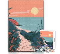 Jigsaw Puzzles 1000 Pieces for Teenagers Minimalist Beach Path Family Fun & Game Night Perfect Decoration DIY Toys Size 38x26cm