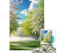 Jigsaw Puzzles 1000 Pieces for Teenagers Misty Spring Forest Puzzles for Adults Fun Games Staycation Kill Time Unique Birthday And Gifts (Size 50x75cm)