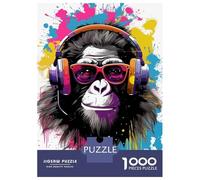 Jigsaw Puzzles 1000 Pieces for Teenagers Monkey Headphones Dj Adult Jigsaw Hands-on Game But Fun And Humorous Stress Reduction Gifts 70x50cm/1000pcs