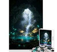 Jigsaw Puzzles 1000 Pieces for Teenagers Mystical Cave Waterfall Toy Wall Decor Secret Santa Gifts Educational Games Help The Brain Exercise Size 50x75cm