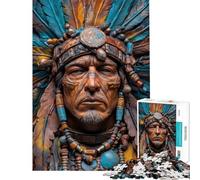 Jigsaw Puzzles 1000 Pieces for Teenagers Native American Chief Bust Jigsaws for Adults Fun Games For Family Fun Stress Reduction Gifts (size 38x52cm)